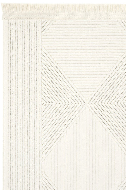 Evdeco Alya 9502 Krem Bukle Görünümlü Salon Dokuma Makine Halısı - Krem - Evdeco
