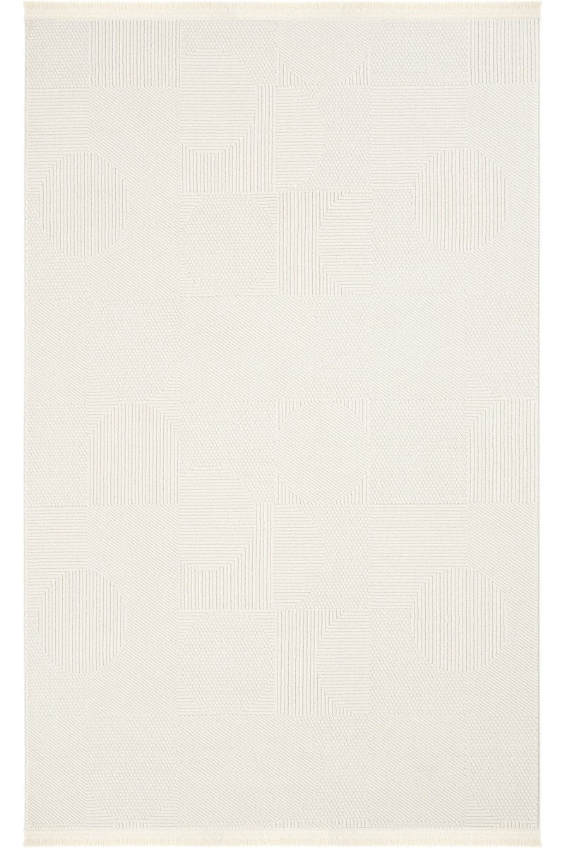 Evdeco Alya 9503 Krem Bukle Görünümlü Salon Dokuma Makine Halısı - Krem - Evdeco