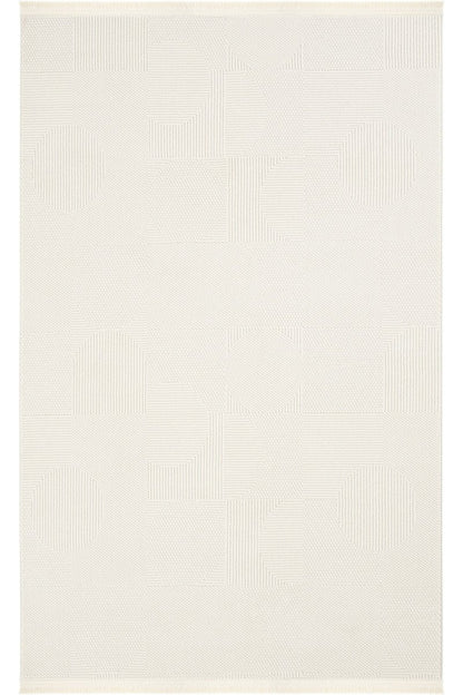 Evdeco Alya 9503 Krem Bukle Görünümlü Salon Dokuma Makine Halısı - Krem - Evdeco