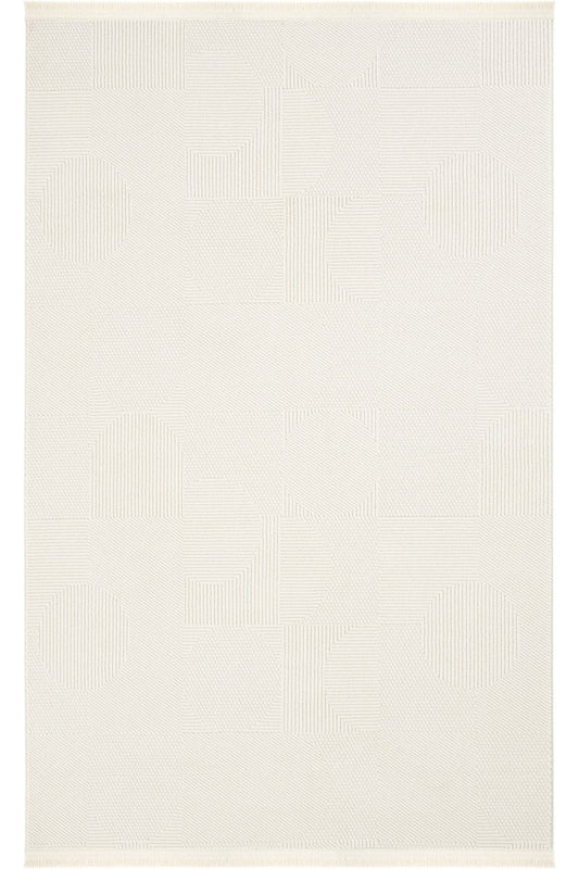 Evdeco Alya 9503 Krem Bukle Görünümlü Salon Dokuma Makine Halısı - Krem - Evdeco