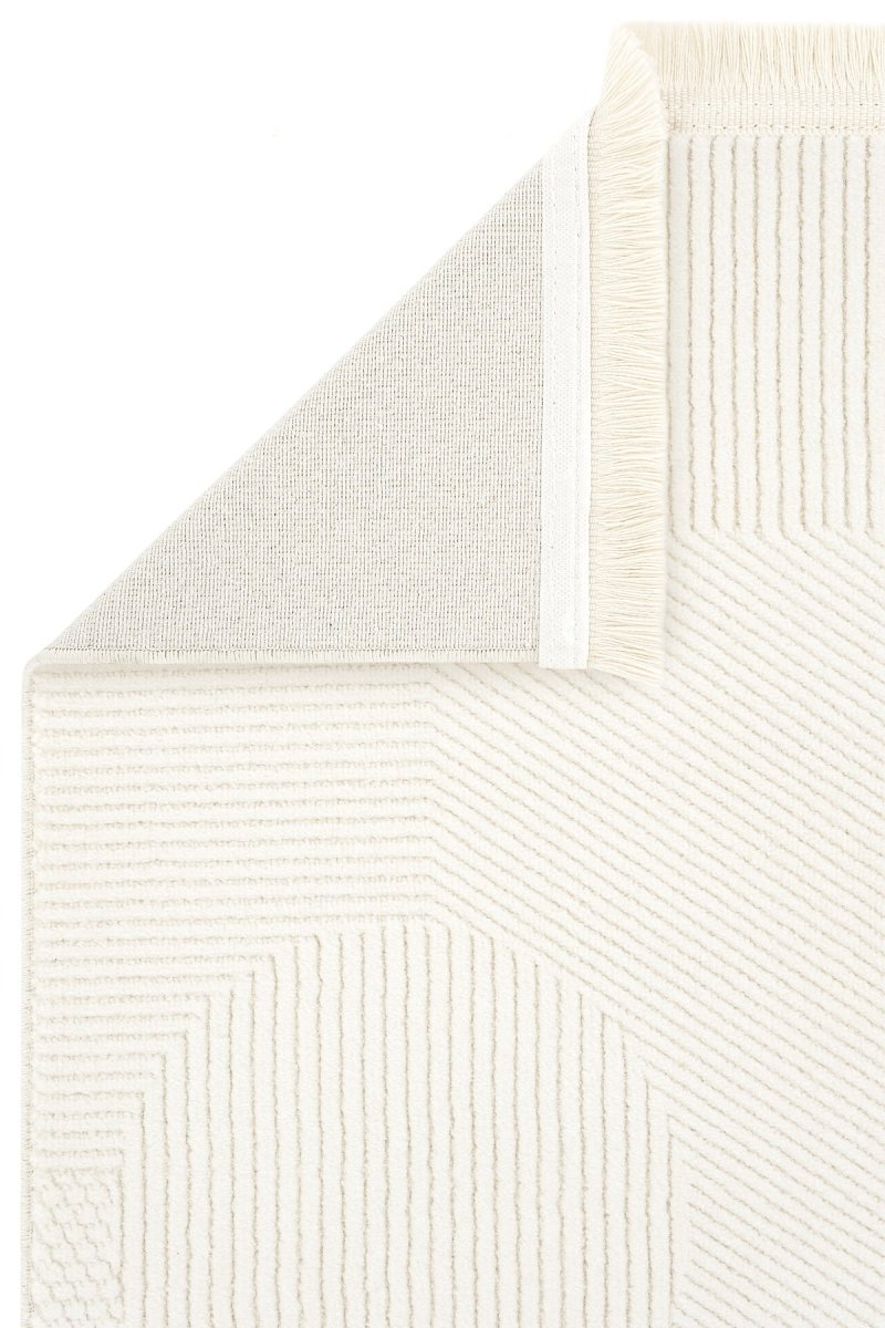 Evdeco Alya 9503 Krem Bukle Görünümlü Salon Dokuma Makine Halısı - Krem - Evdeco