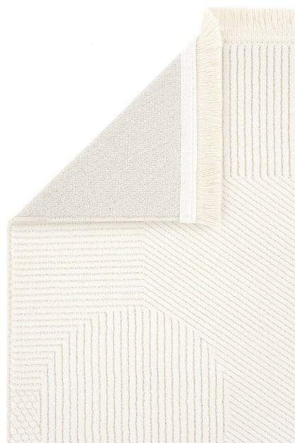 Evdeco Alya 9503 Krem Bukle Görünümlü Salon Dokuma Makine Halısı - Krem - Evdeco