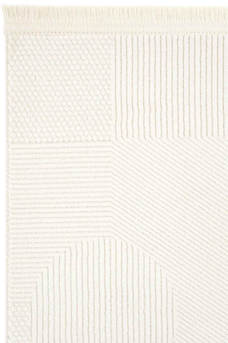 Evdeco Alya 9503 Krem Bukle Görünümlü Salon Dokuma Makine Halısı - Krem - Evdeco