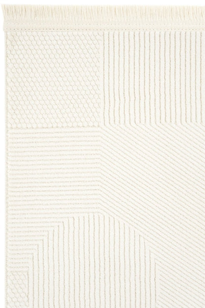 Evdeco Alya 9503 Krem Bukle Görünümlü Salon Dokuma Makine Halısı - Krem - Evdeco