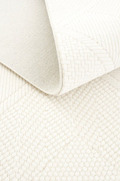 Evdeco Alya 9504 Krem Bukle Görünümlü Salon Dokuma Makine Halısı - Krem - Evdeco