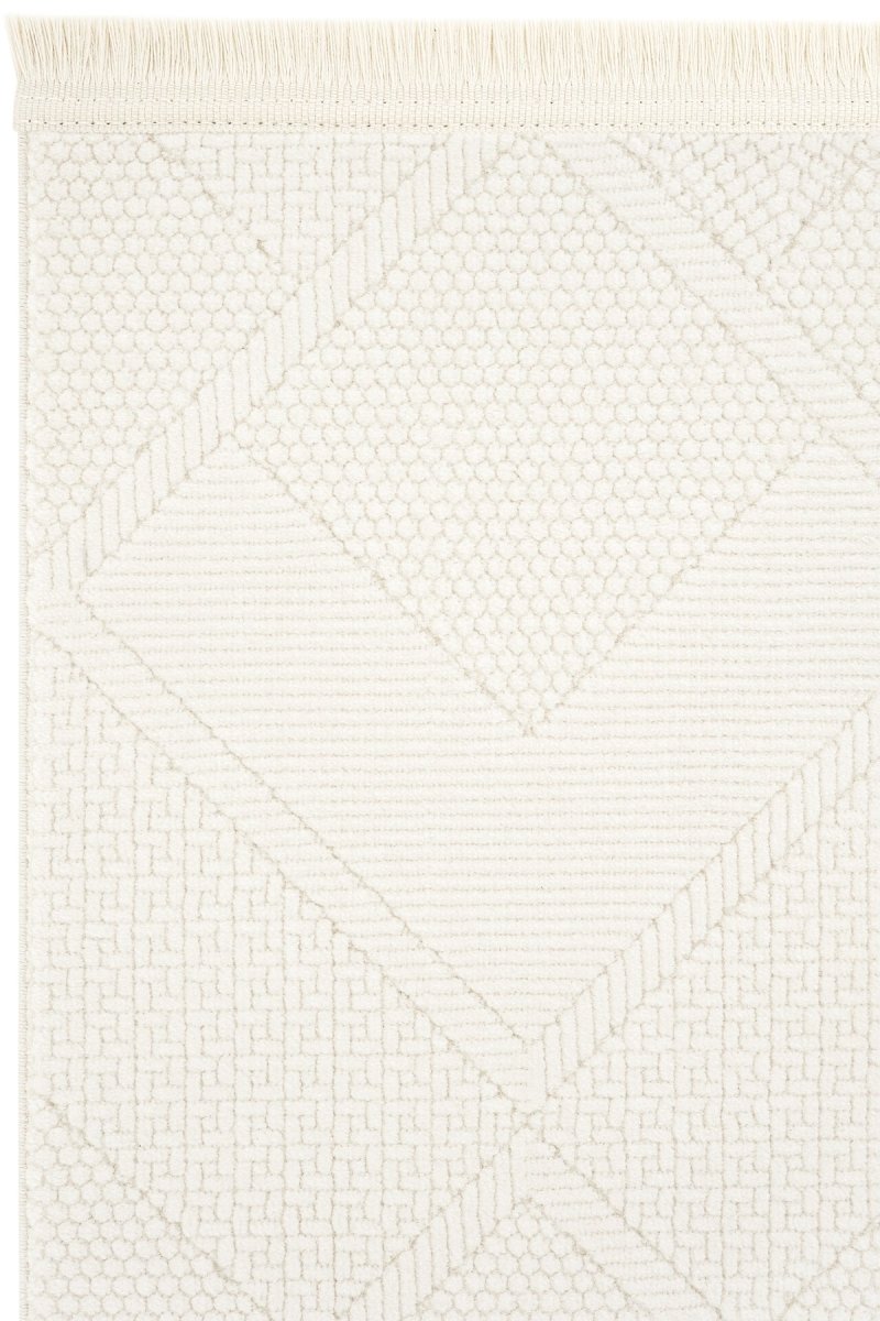 Evdeco Alya 9504 Krem Bukle Görünümlü Salon Dokuma Makine Halısı - Krem - Evdeco