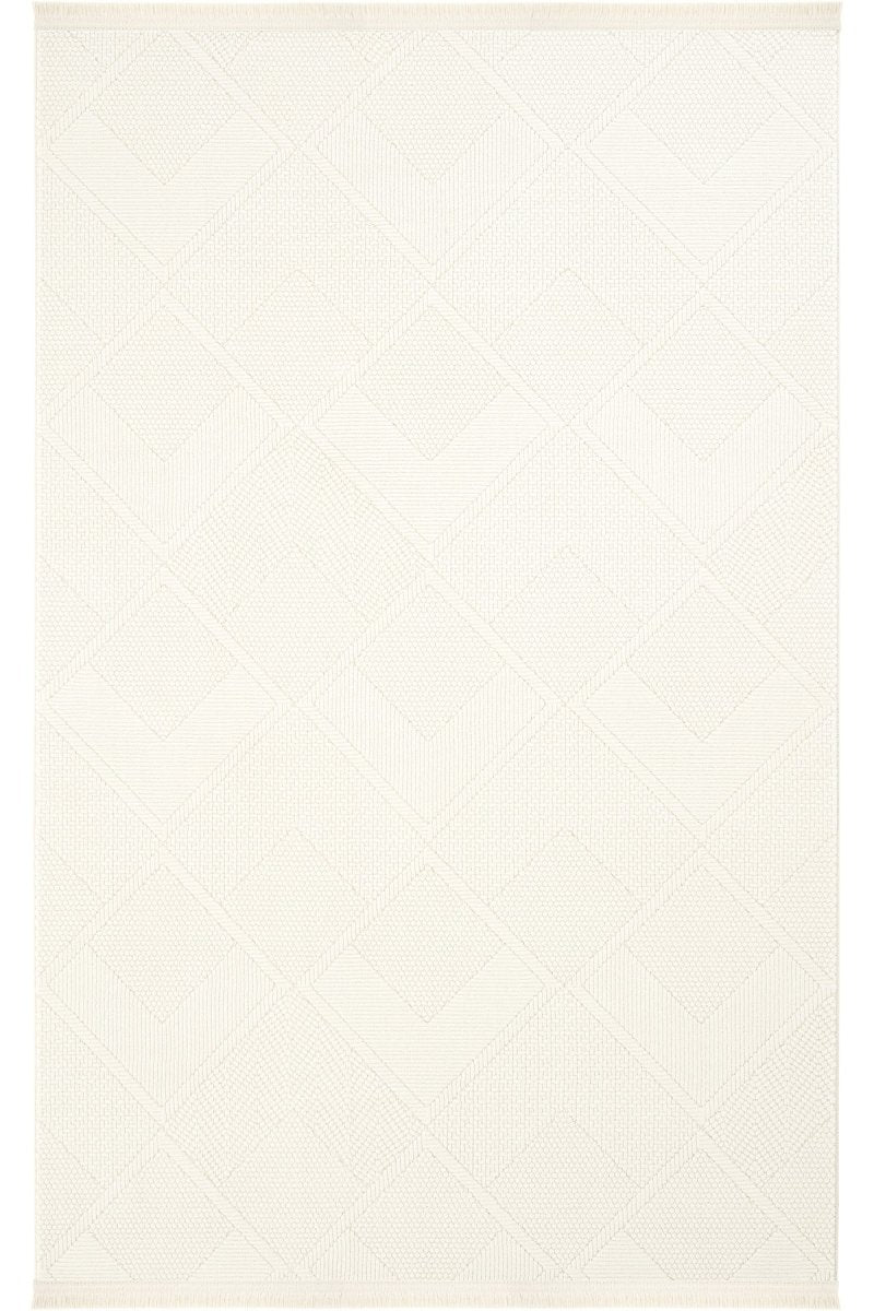 Evdeco Alya 9504 Krem Bukle Görünümlü Salon Dokuma Makine Halısı - Krem - Evdeco