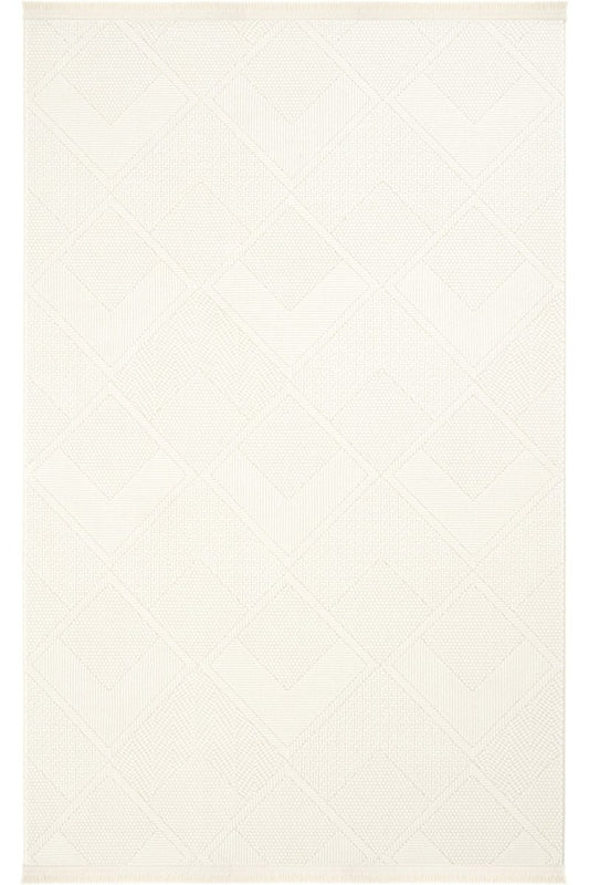 Evdeco Alya 9504 Krem Bukle Görünümlü Salon Dokuma Makine Halısı - Krem - Evdeco