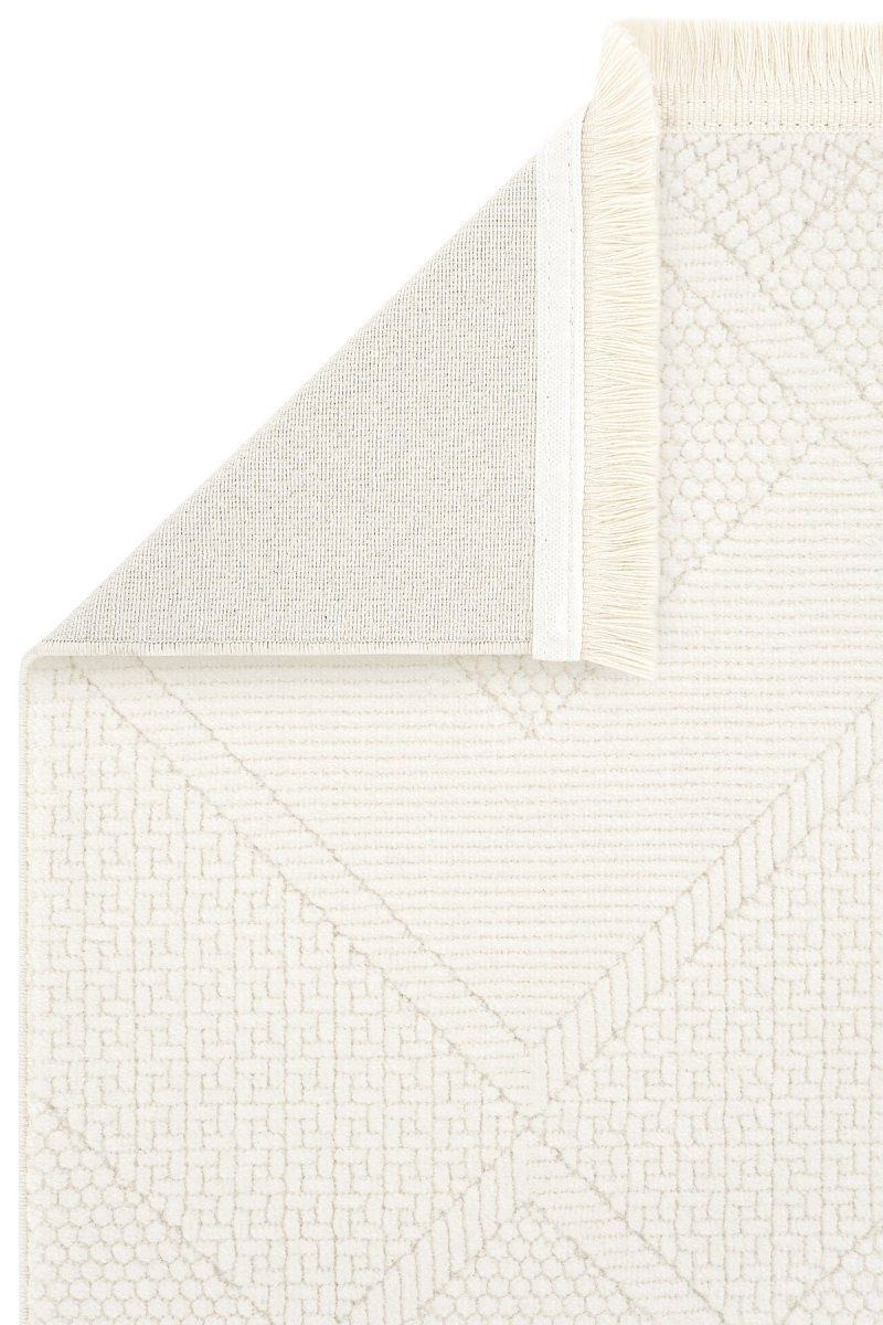 Evdeco Alya 9504 Krem Bukle Görünümlü Salon Dokuma Makine Halısı - Krem - Evdeco