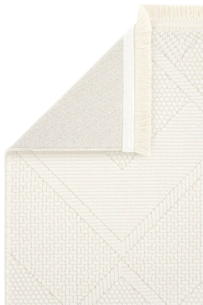 Evdeco Alya 9504 Krem Bukle Görünümlü Salon Dokuma Makine Halısı - Krem - Evdeco