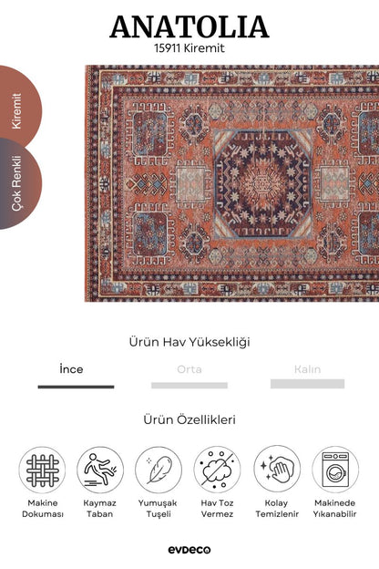 Evdeco Anatolia 15911 Kiremit Afgan Halısı - Kiremit - Evdeco