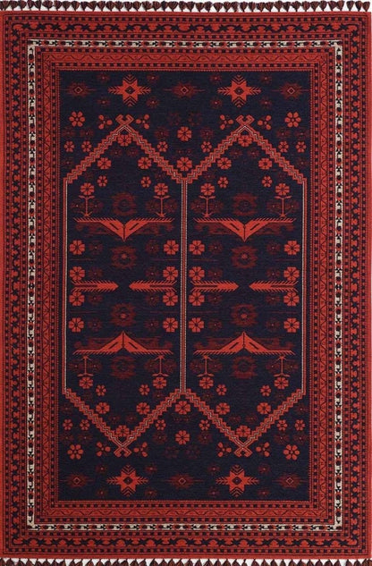 Evdeco Anatolia 15912 Lacivert Afgan Halısı - Lacivert - Evdeco