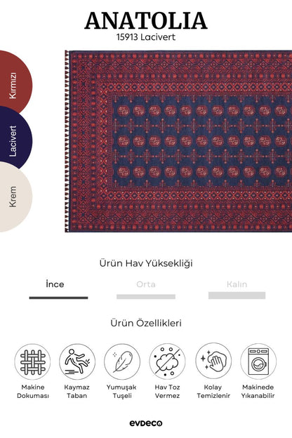 Evdeco Anatolia 15913 Lacivert Afgan Halı - Lacivert - Evdeco