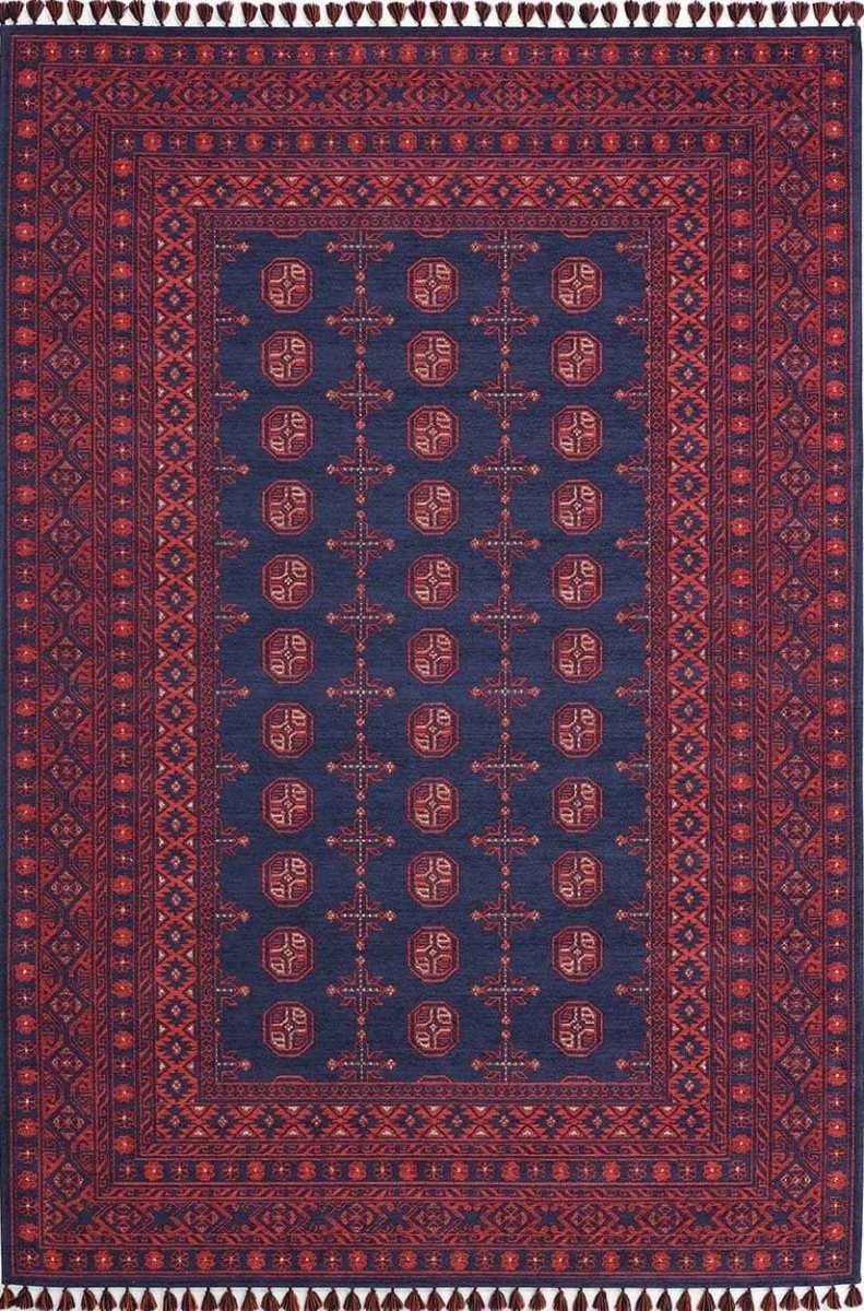 Evdeco Anatolia 15913 Lacivert Afgan Halı - Lacivert - Evdeco