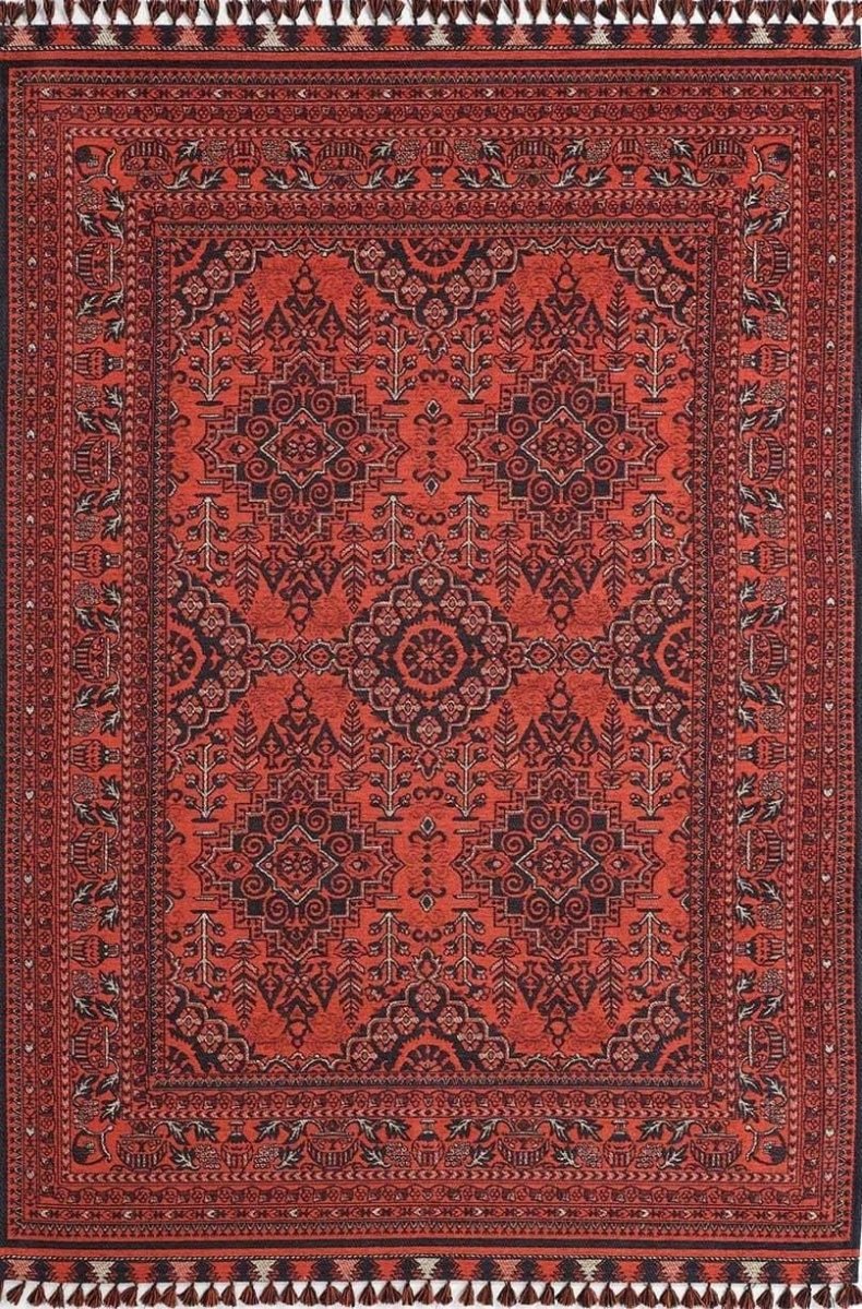 Evdeco Anatolia 15914 Kırmızı Afgan Halı - Kırmızı - Evdeco