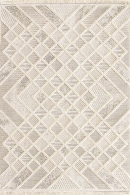 Evdeco Bella 8802 Krem Modern Kesme Salon Halısı - Krem - Evdeco