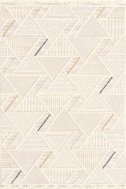 Evdeco Bella 8805 Krem Modern Kesme Salon Halısı - Krem - Evdeco