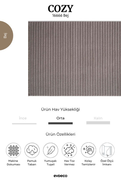 Evdeco Cozy 16666 Bej Halı - Bej - Evdeco
