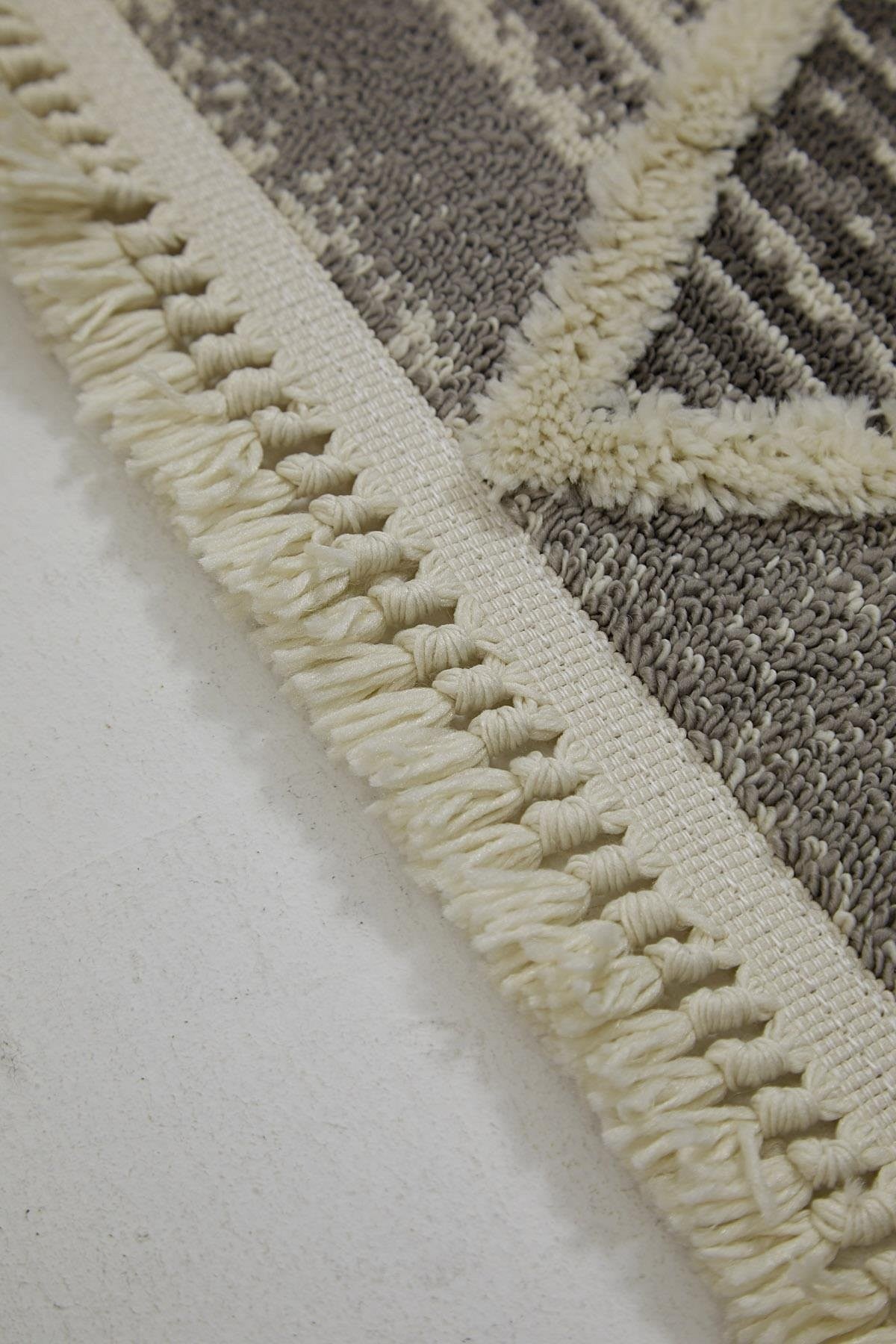 Evdeco Molde 2206 Gri Etnik Desenli Modern Salon Halısı