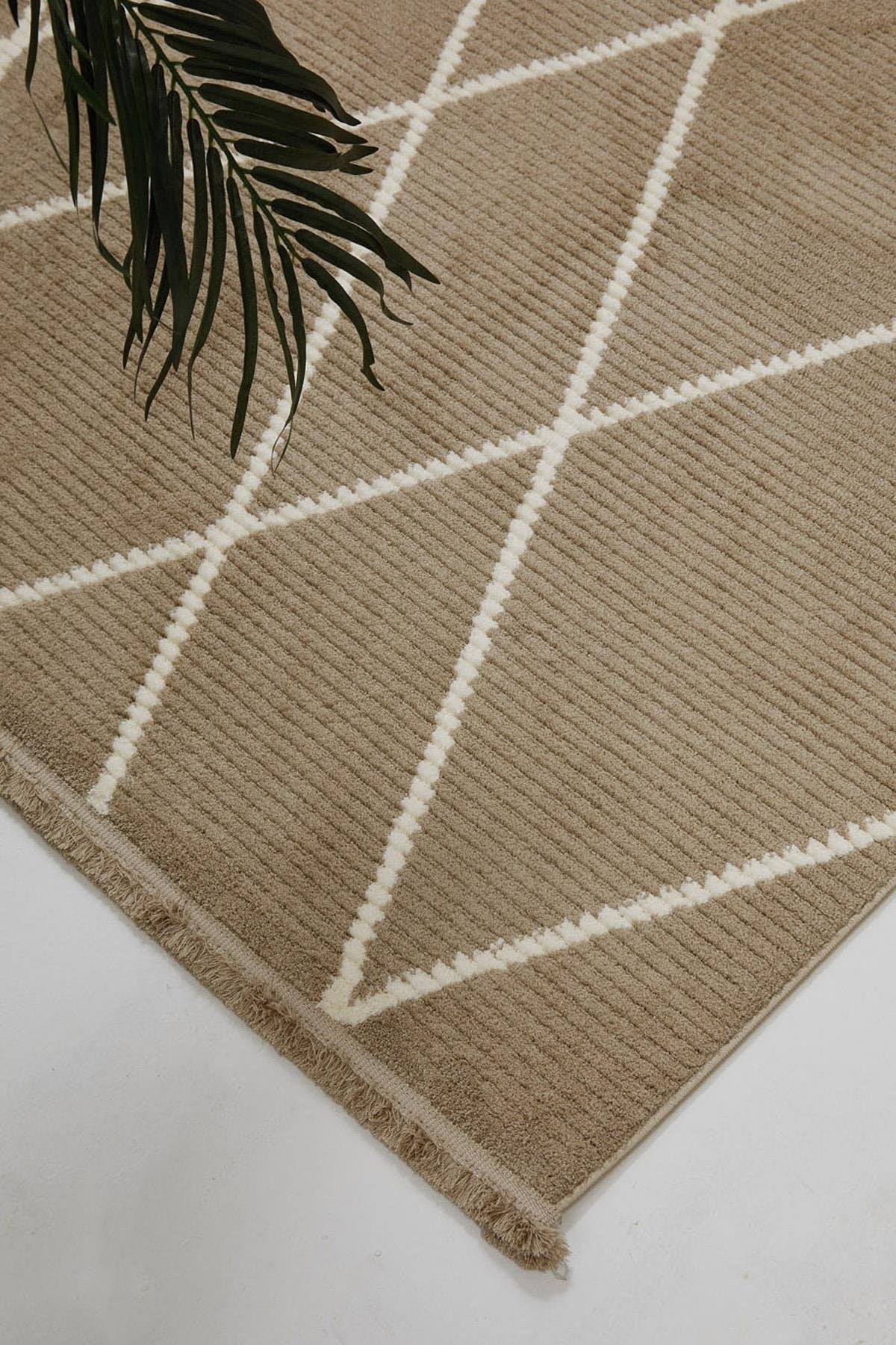 Evdeco Violet 3608 Vizon Yumuşak Dokulu Modern Salon Halısı