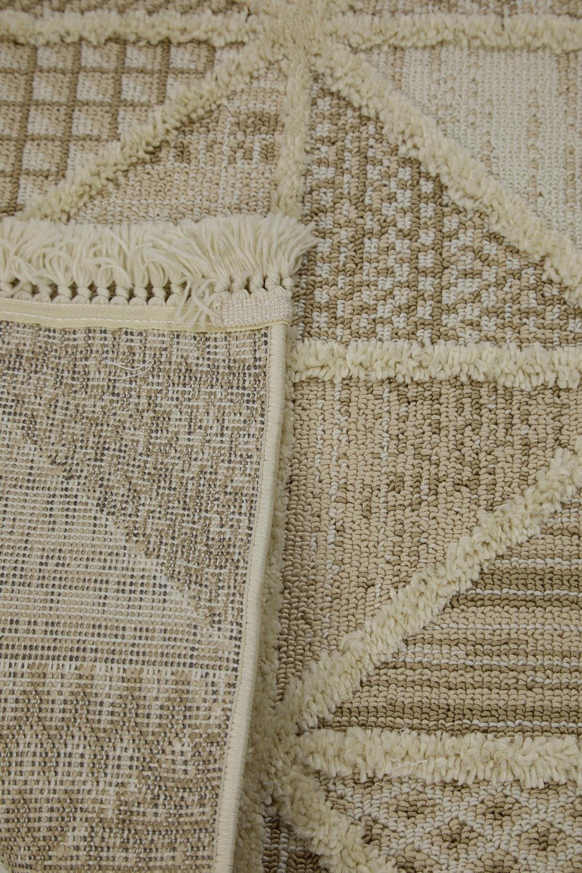 Evdeco Molde 2201 Krem Etnik Desenli Modern Salon Halısı