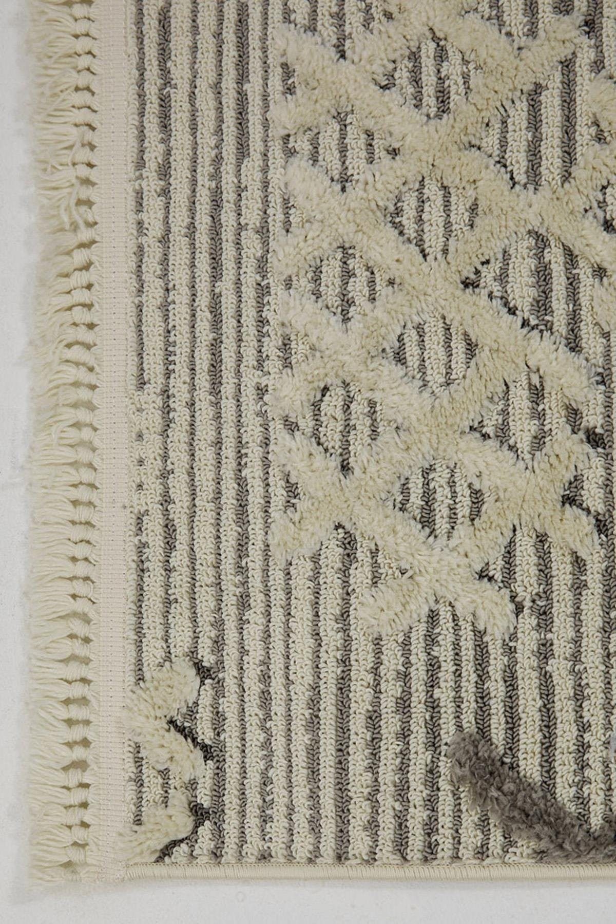 Evdeco Molde 2205 Gri Etnik Desenli Modern Salon Halısı