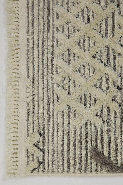 Evdeco Molde 2205 Gri Etnik Desenli Modern Salon Halısı