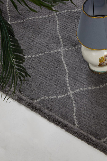 Evdeco Violet 3606 Antrasit Yumuşak Dokulu Modern Salon Halısı
