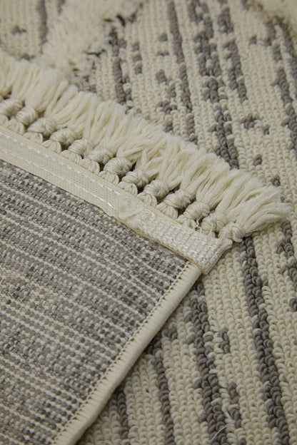 Evdeco Molde 2204 Gri Etnik Desenli Modern Salon Halısı