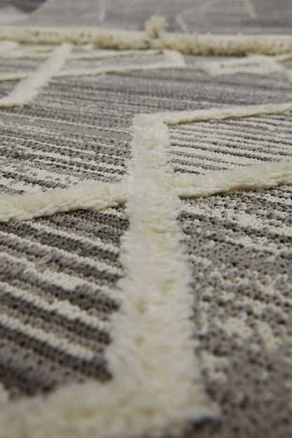 Evdeco Molde 2206 Gri Etnik Desenli Modern Salon Halısı