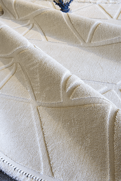 Evdeco Molde 2211 Krem Etnik Desenli Modern Salon Halısı