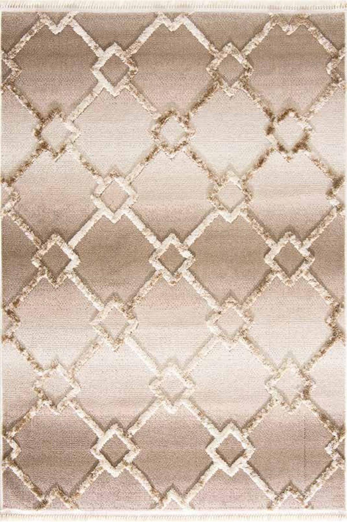 Evdeco Molde 2208 Vizon Etnik Desenli Modern Salon Halısı