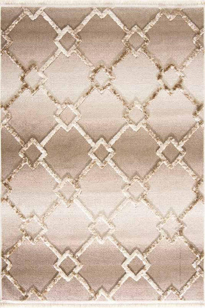 Evdeco Molde 2208 Vizon Etnik Desenli Modern Salon Halısı