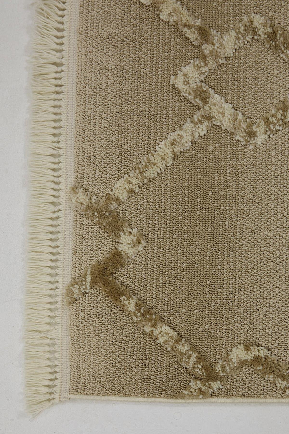 Evdeco Molde 2208 Vizon Etnik Desenli Modern Salon Halısı