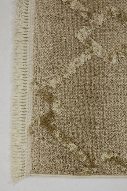 Evdeco Molde 2208 Vizon Etnik Desenli Modern Salon Halısı