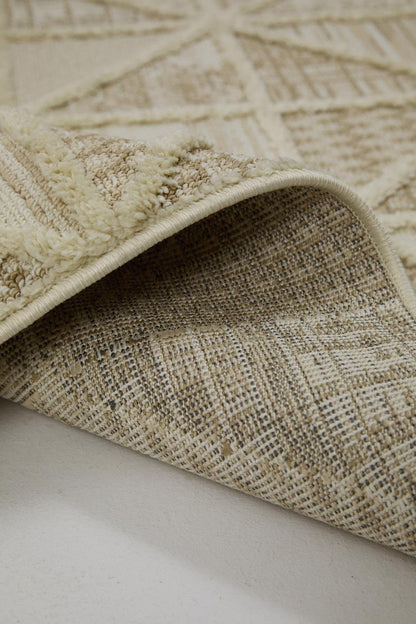 Evdeco Molde 2201 Krem Etnik Desenli Modern Salon Halısı