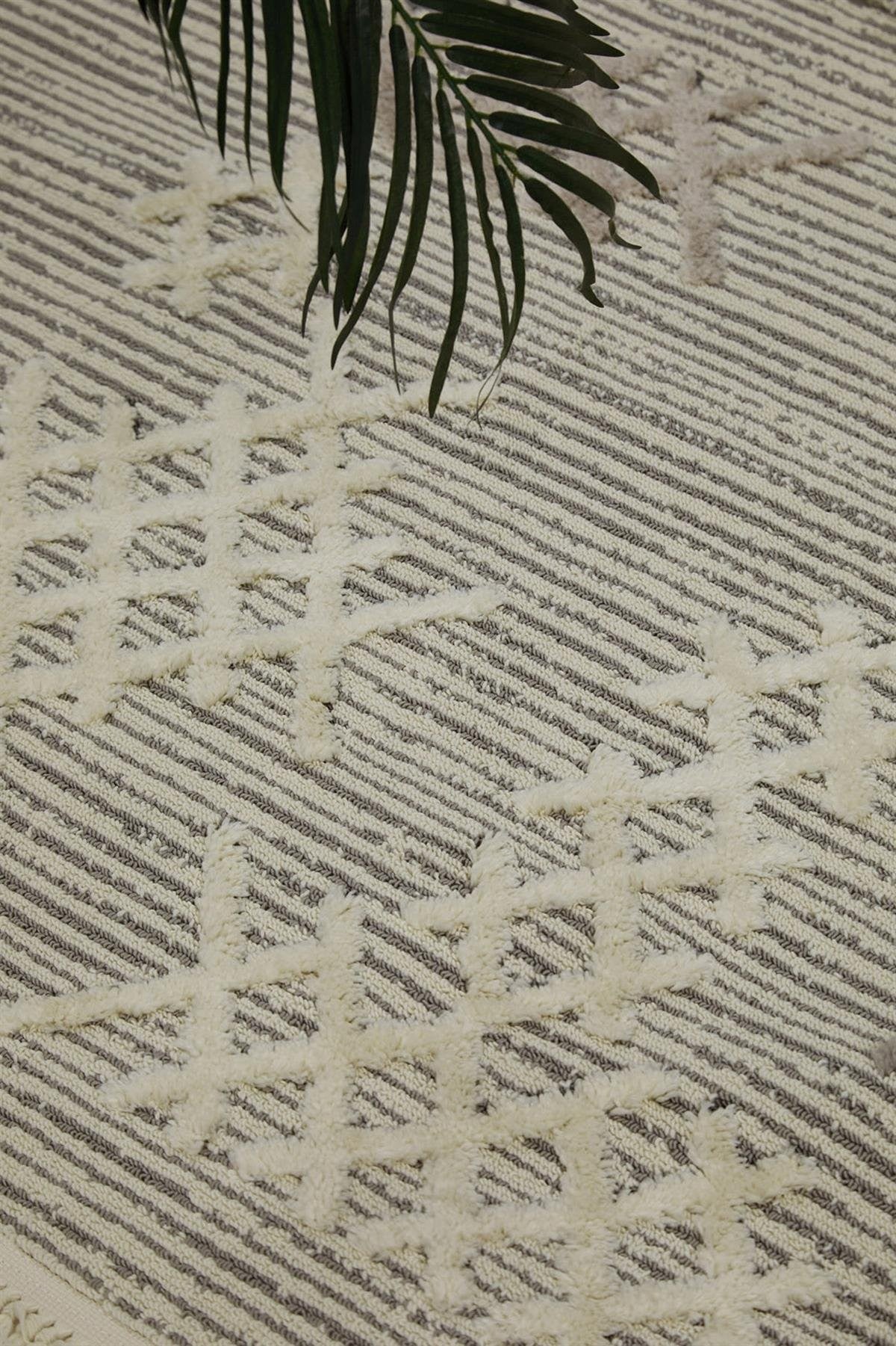 Evdeco Molde 2205 Gri Etnik Desenli Modern Salon Halısı