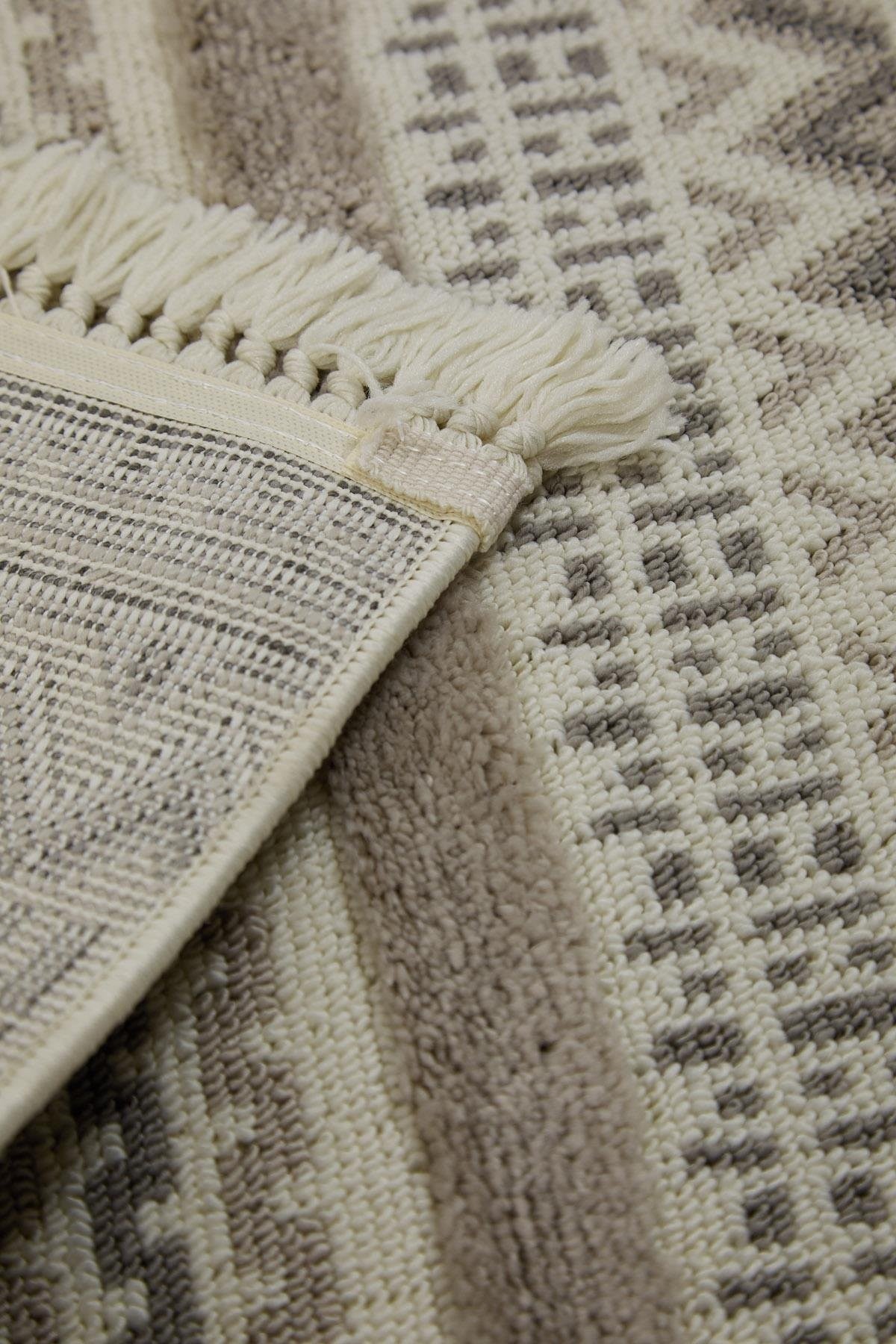 Evdeco Molde 2207 Gri Etnik Desenli Modern Salon Halısı