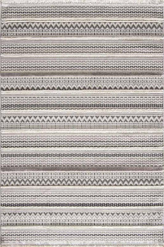 Evdeco Molde 2207 Gri Etnik Desenli Modern Salon Halısı