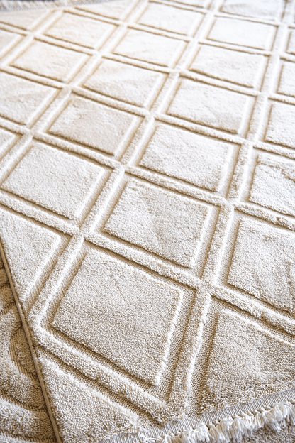 Evdeco Molde 2209 Krem Etnik Desenli Modern Salon Halısı