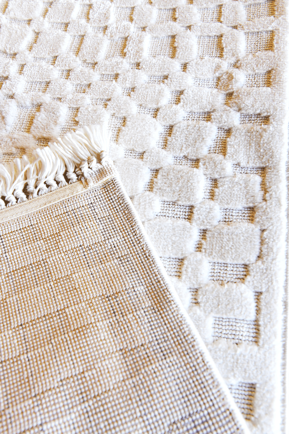 Evdeco Pera 7802 Krem Yumuşak Dokulu Modern Salon Halısı