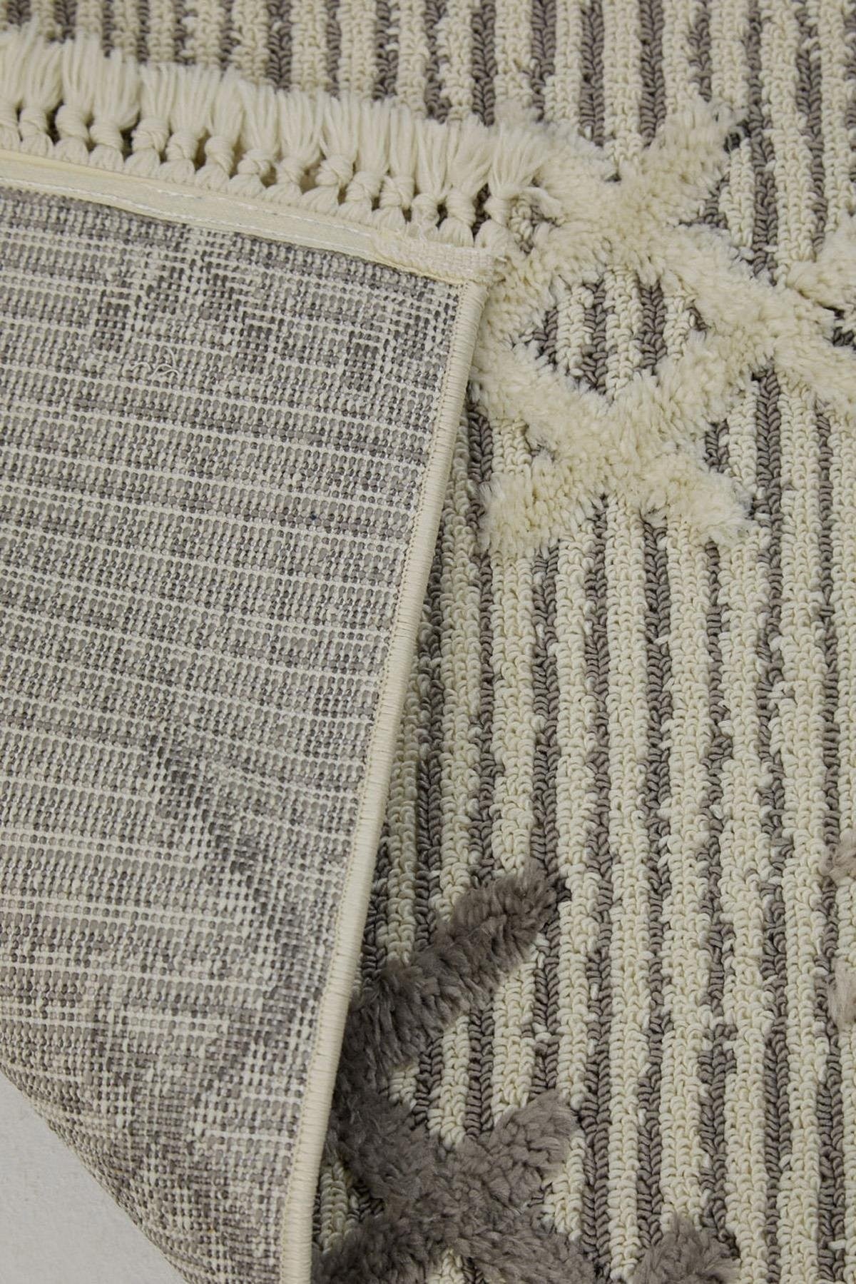 Evdeco Molde 2205 Gri Etnik Desenli Modern Salon Halısı