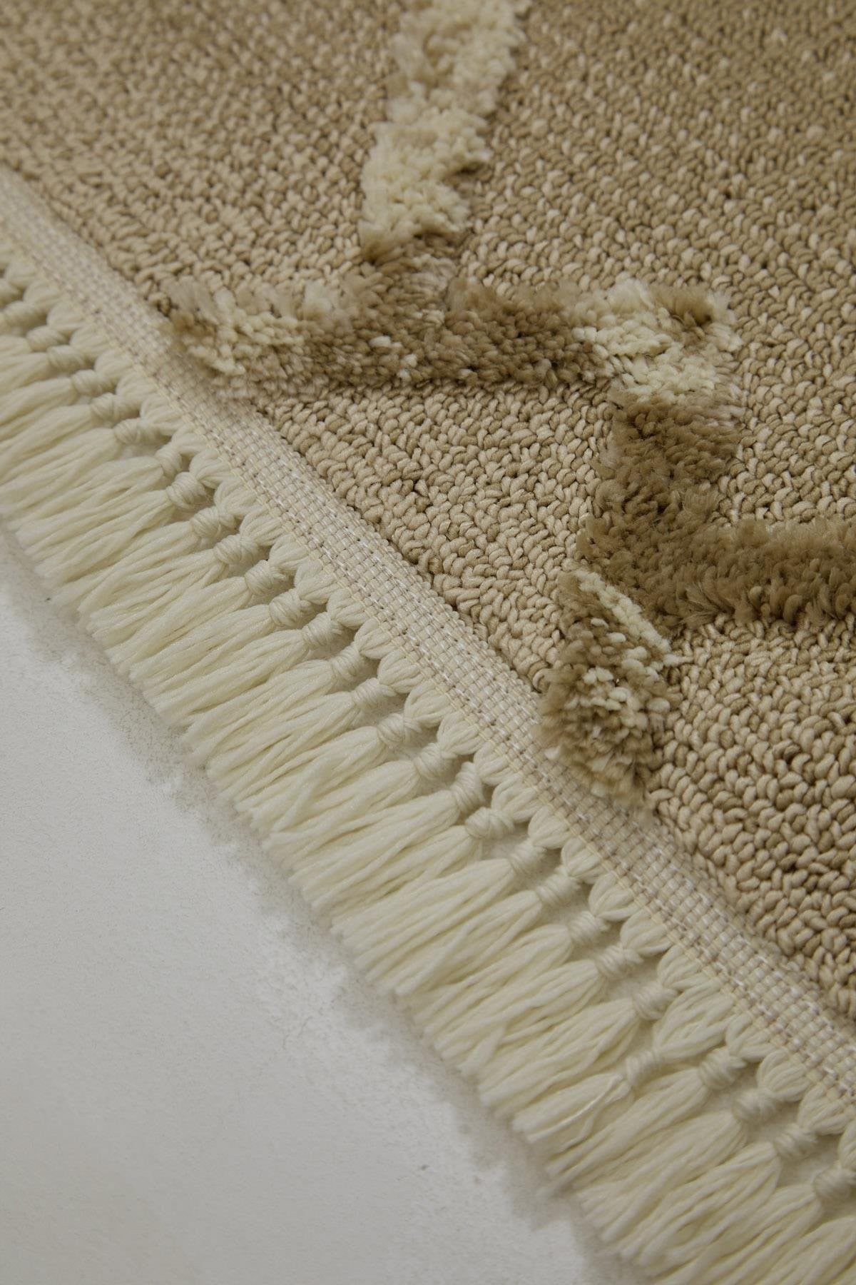 Evdeco Molde 2208 Vizon Etnik Desenli Modern Salon Halısı