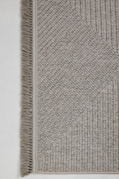 Evdeco Vena 1456 Gri Yumuşak ve Parlak Tuşeli Kesme Halı