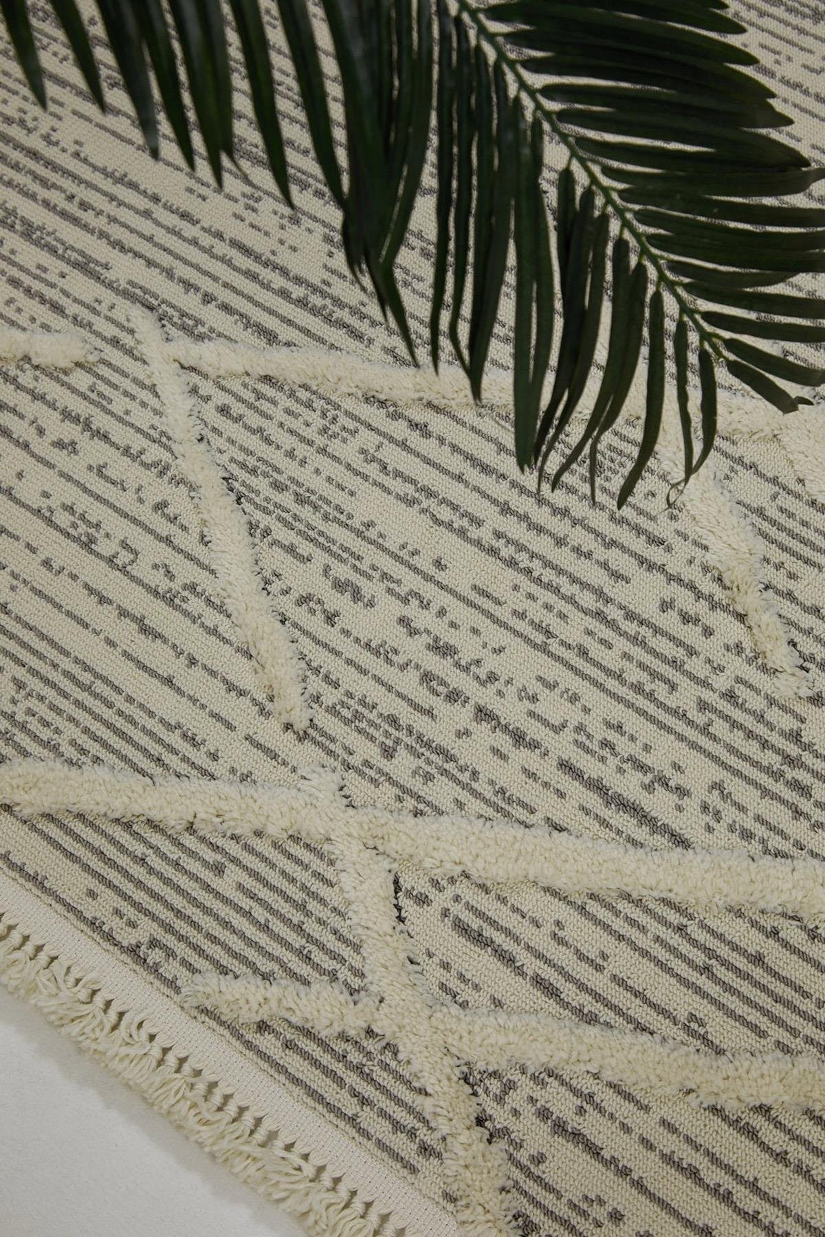 Evdeco Molde 2204 Gri Etnik Desenli Modern Salon Halısı