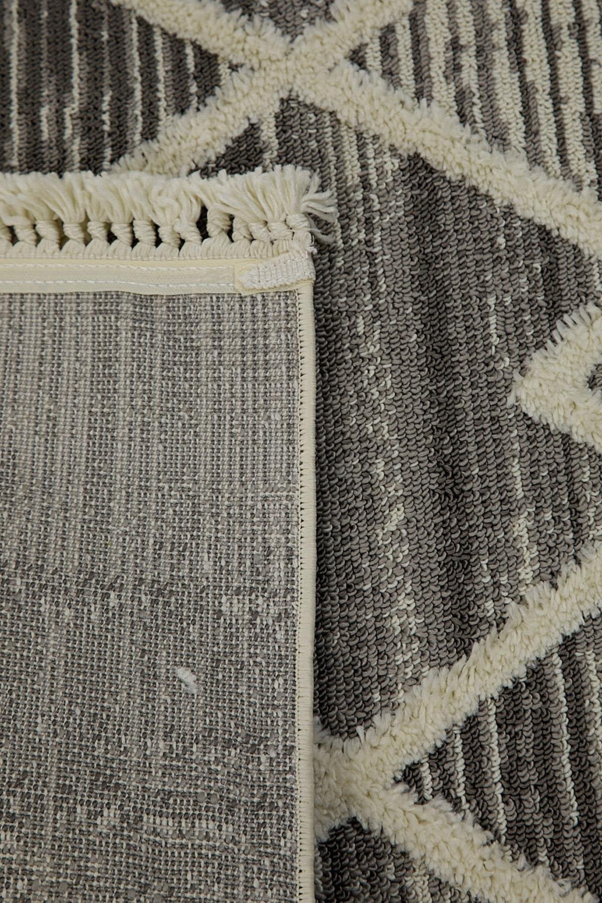 Evdeco Molde 2206 Gri Etnik Desenli Modern Salon Halısı