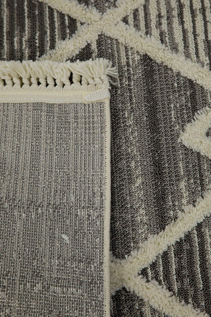 Evdeco Molde 2206 Gri Etnik Desenli Modern Salon Halısı