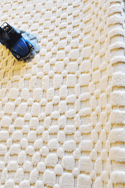 Evdeco Pera 7802 Krem Yumuşak Dokulu Modern Salon Halısı