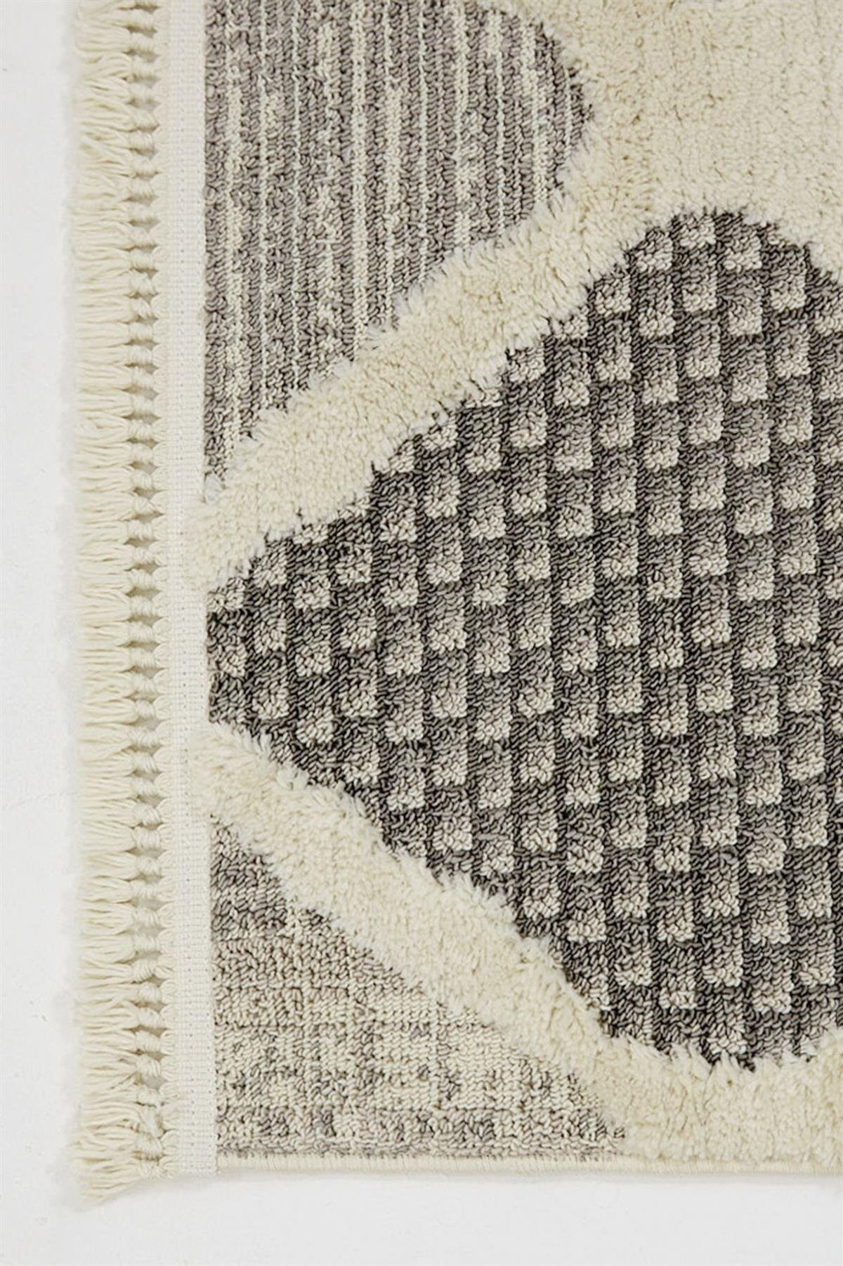 Evdeco Molde 2202 Gri Etnik Desenli Modern Salon Halısı