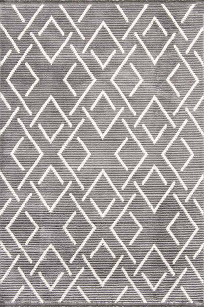 Evdeco Violet 3605 Krem Yumuşak Dokulu Modern Salon Halısı